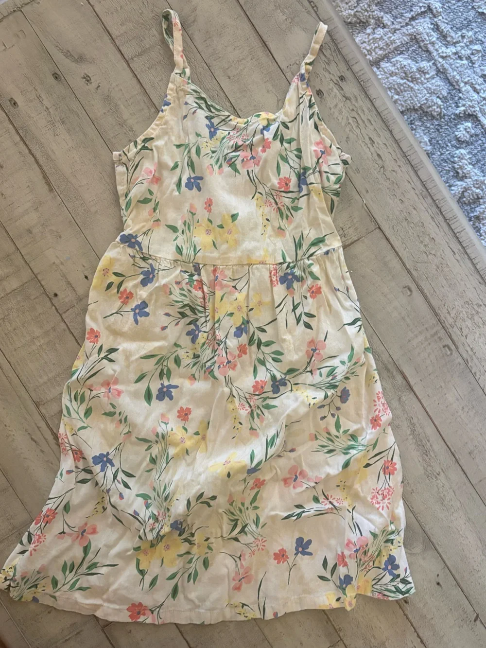 Old Navy Floral Sundress in Cream with Pink, Yellow & Blue Flowers